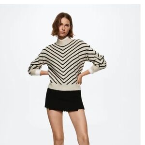 Mango Cream and Black Chevron Sweater